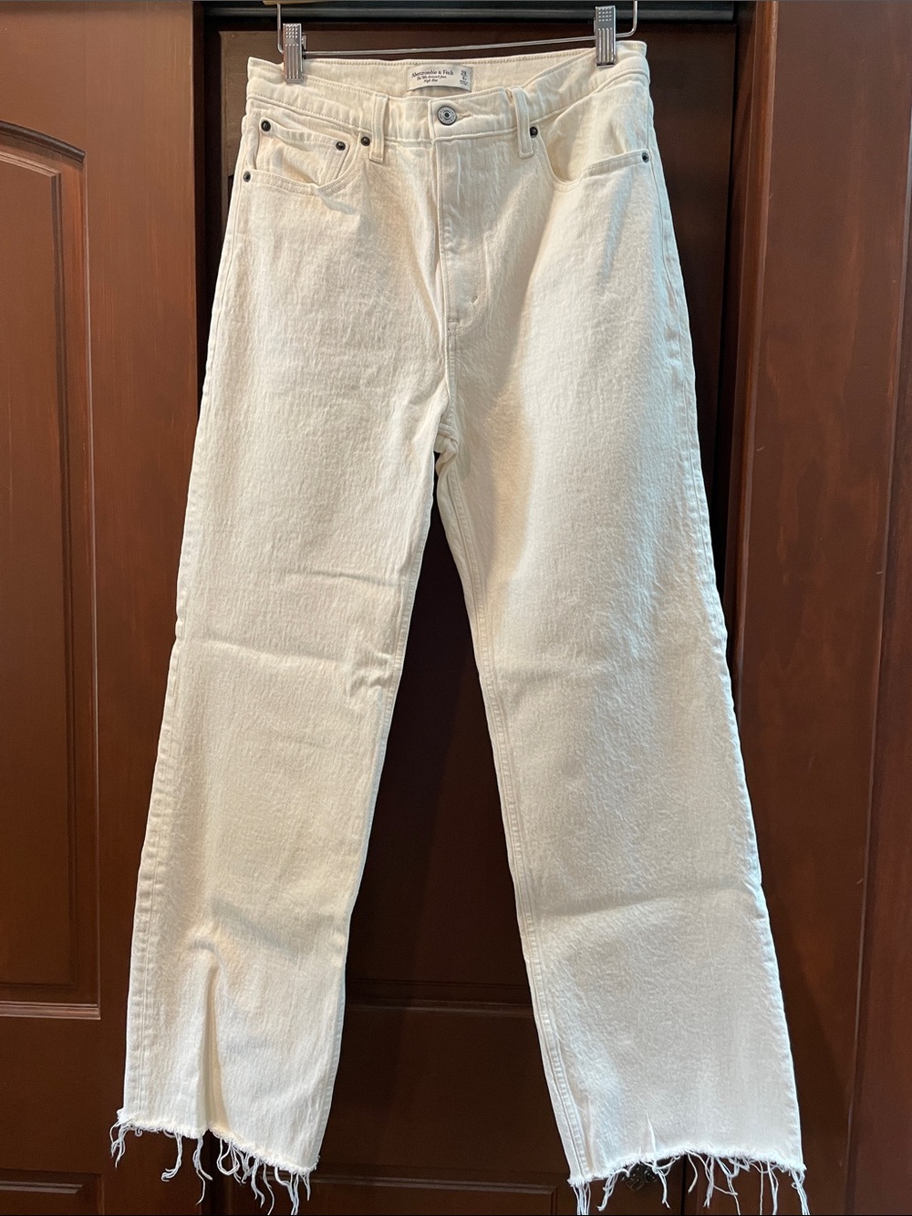 Ivory 90s high rise relaxed Raw Hem Jeans Abercrombie & Fitch 28/6R EUC